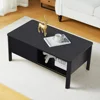 Wooden Fluted Lift Top Coffee Table with Hidden Compartment, Modern Rectangle Center Tables with Adjustable Storage Shelf, Lift 6