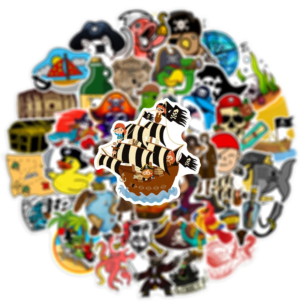 10/30/50pcs Pirate Cartoon Stickers Graffiti Luggage Motorcycle Laptop Phone Car Waterproof Decoration Cool Kids Sticker Toys