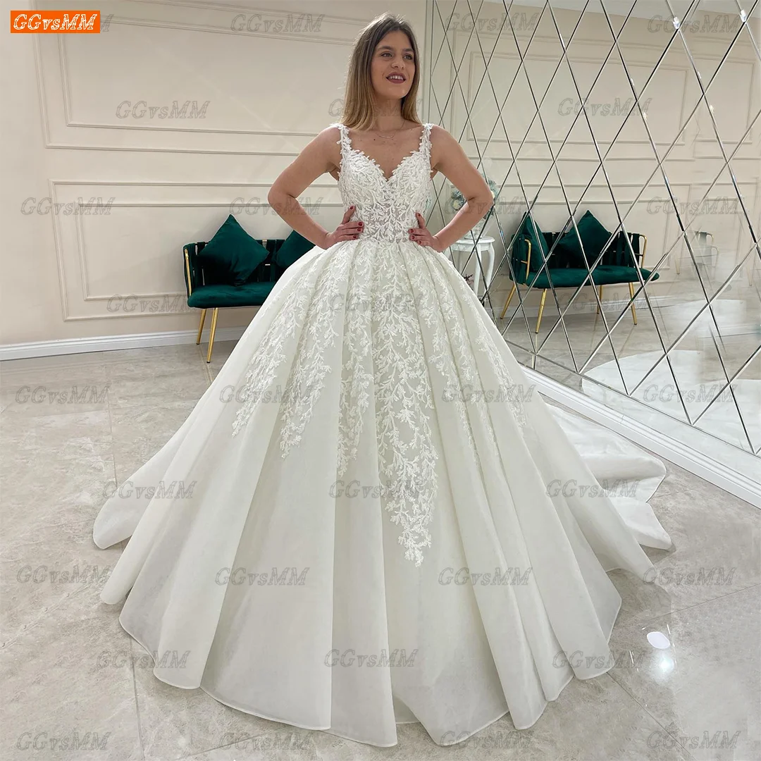 

Luxury White Wedding Dresses For Women 2022 Vestidos De Novia Lace Up Appliqued Lady Bridal Dress Ivory Robe De Mariée Princesse