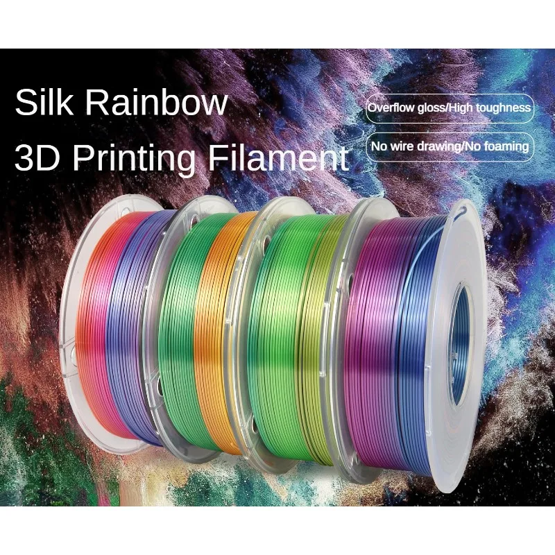 1.75mm 1Kg Silk Shiny PLA Multicolored Fast Color Change Rainbow Sublimation Universe Forest Candy Macaron Series Filaments