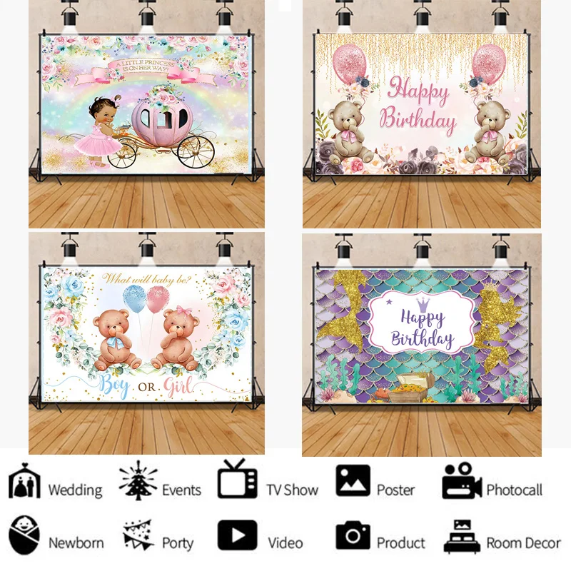 

Newborn Baby 1st Birthday Photography Backdrops Jungle Animal Moon Elephant Background Photo Studio Props MM-1003