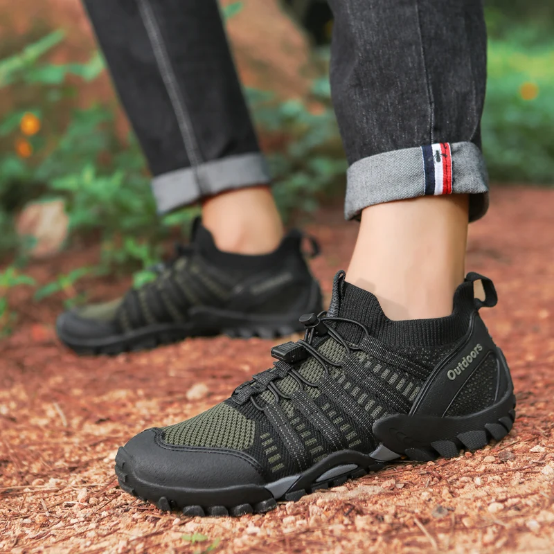 Hiking Shoes Men\'s Outdoor Sneakers Walking Shoes Trail Running Shoes Hiking Non-slip Fitness Walking Jogging Socks Sneakers