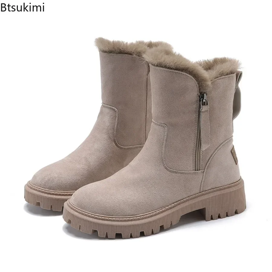 2024 Women's Warm Snow Boots Autumn Winter Warm Fashion Platform Ankle Boots Non-slip Short Plush Flats Suede Shoes Mujer 35-42