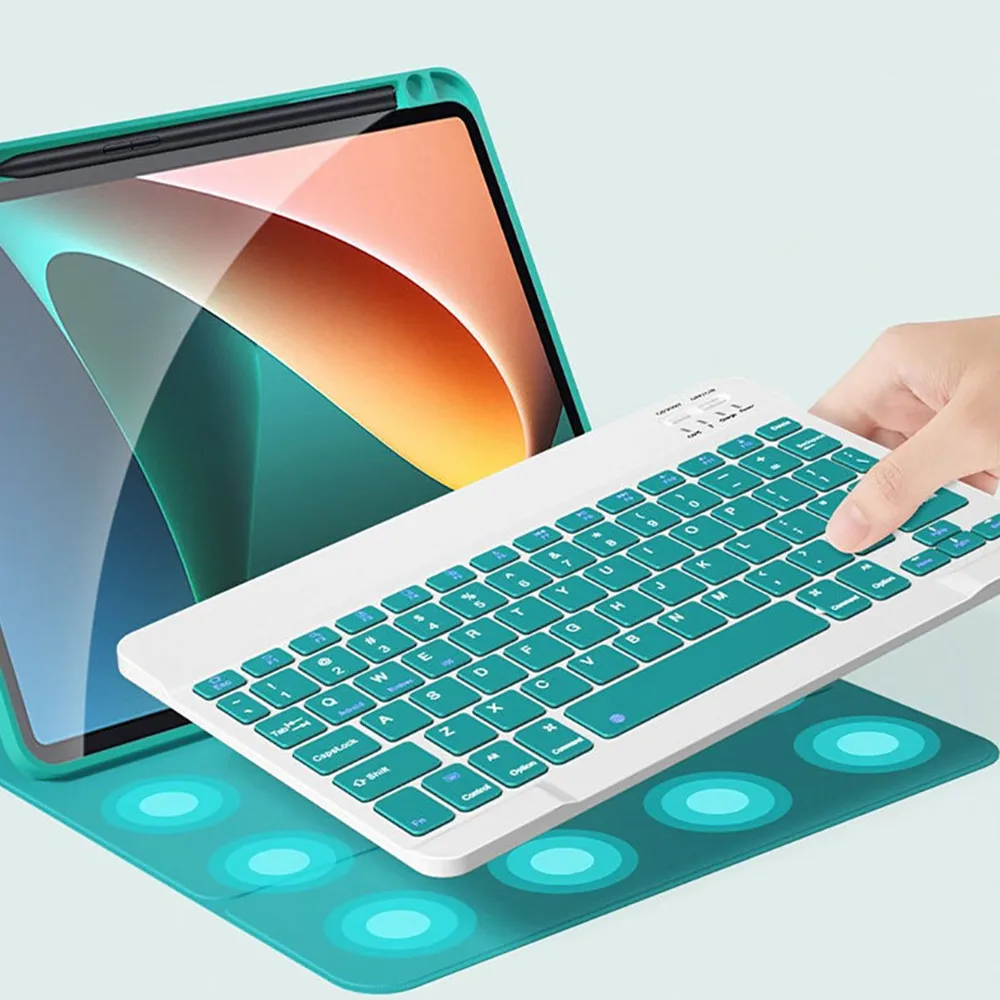 Mágico Teclado para Xiaomi Almofada Almofada Pro Bluetooth Teclado Capa com Led Retroiluminado sem Fio Árabe Russo Espanhol Teclado Case - Imagem 2