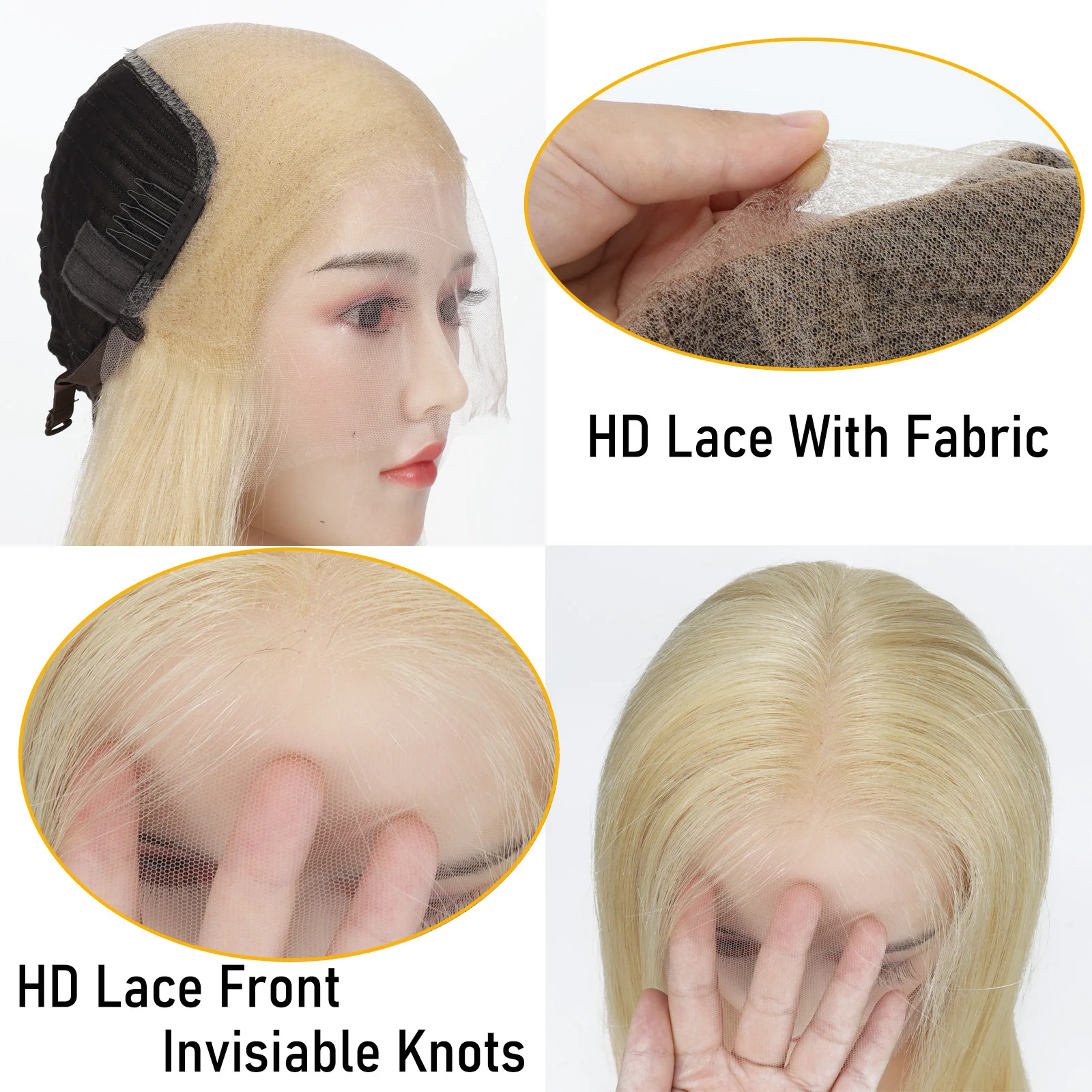 인비저블 노트스 베스트 가발 여성용 22인치 리얼 버진 유럽산 인모 HD 레이스 프론탈 블론드 자연스러운 헤어라인 통기성 좋은 헤어