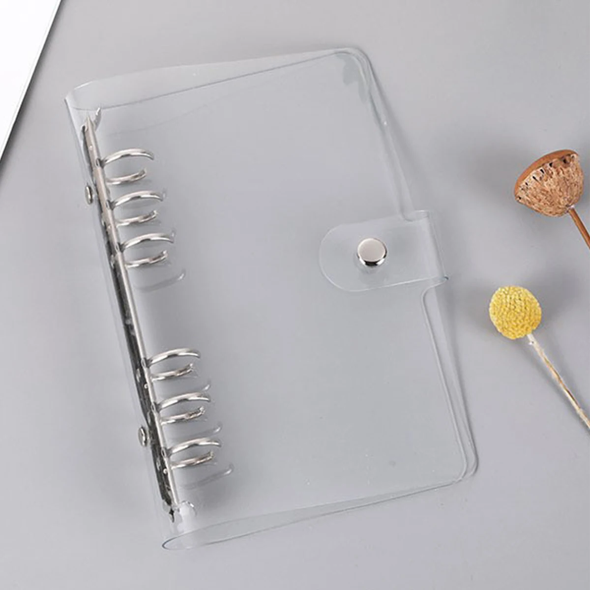 

A6 Transparent Notebook Transparent 6 Rings Binder File Folder Loose Leaf Ring Binder Kawaii School Office Supplies 2024 New