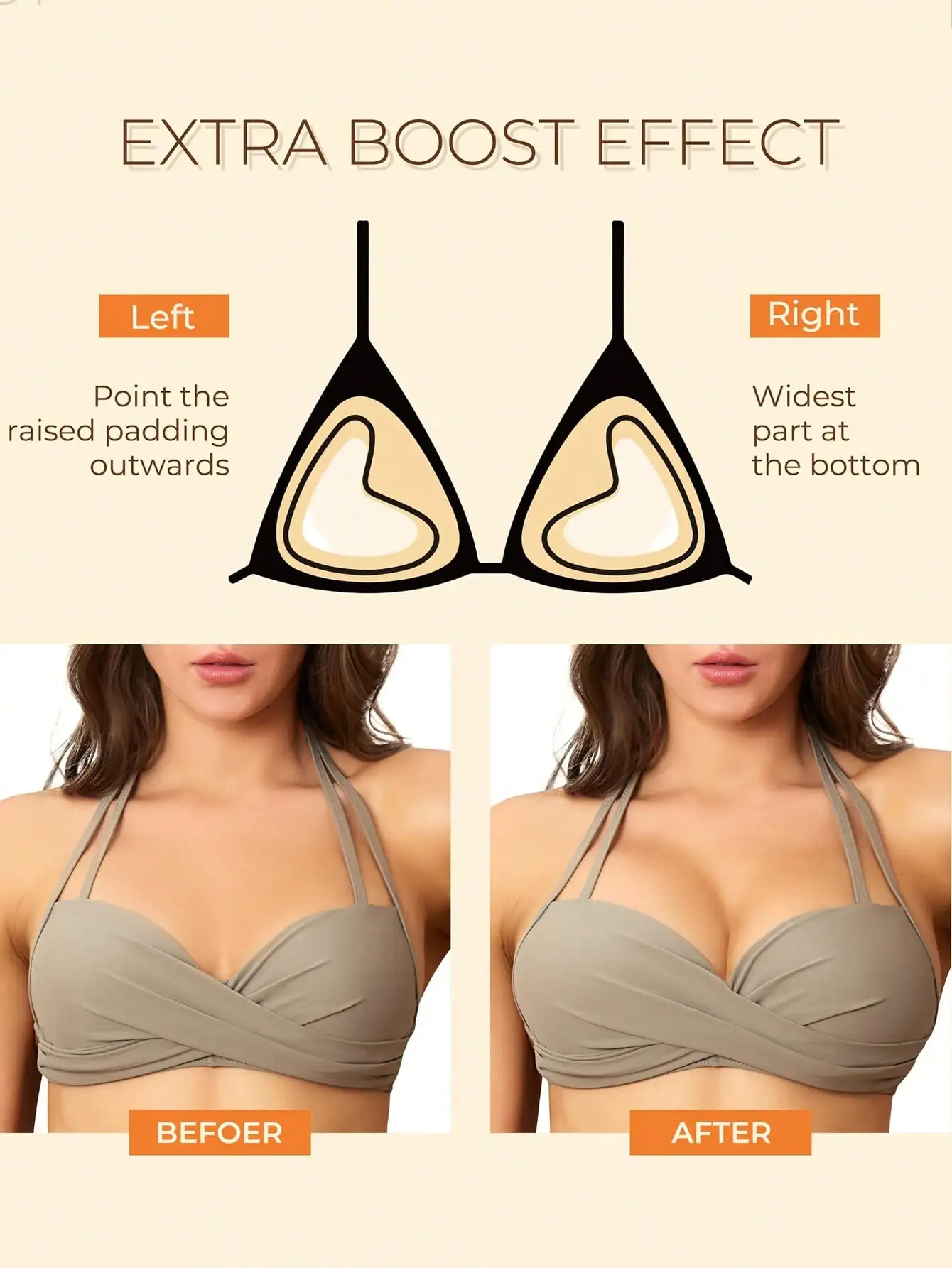 2/1Pairs Double-Sided Sticky Bra Inserts,Snowy Sticky Bra Inserts,Sticky Bra Push Up, Self Adhesive Pads Ultra Instant Lift Bra 4