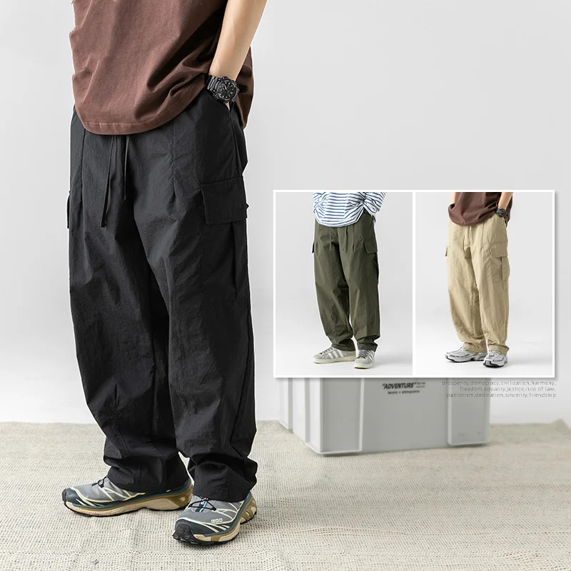 

Y2K style Multi Pockets Baggy Cargo Pants Men | Baggy Cargo Pants Men Clothing Multi pocket Japanese men's pleated design 3D