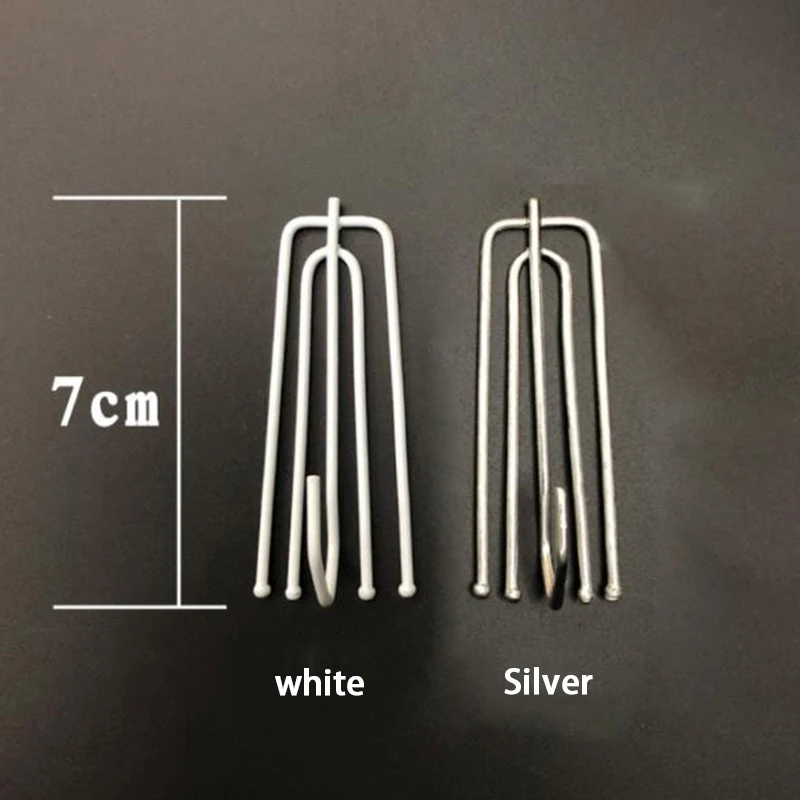 10PCS Metal Four Fork Curtain Tape Hook Curtain Cloth Ring Clamp Tracks DIY Single Hook Home Accessories