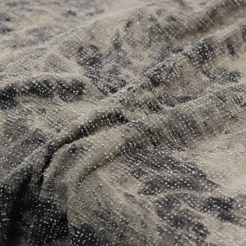Wasteland Style Designer Black Tie-Dye Crochet Washed Denim Cloth Clothing Fabric High-End Handmade DIY Clothes Pants Fabric