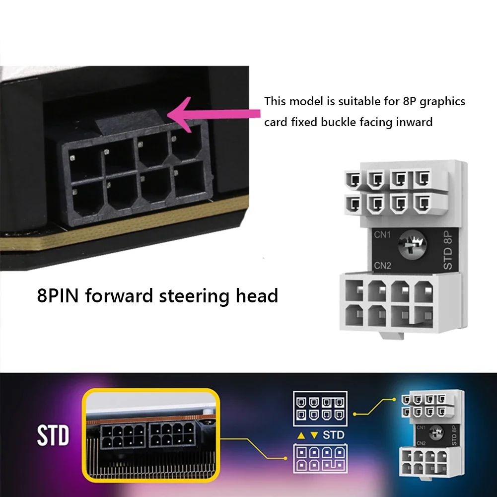 ATX 8pin Female 180 Degree Angled to 8 Pin Male Power Adapter for Desktops Video Card GPU Power Steering Connector Elbow Head