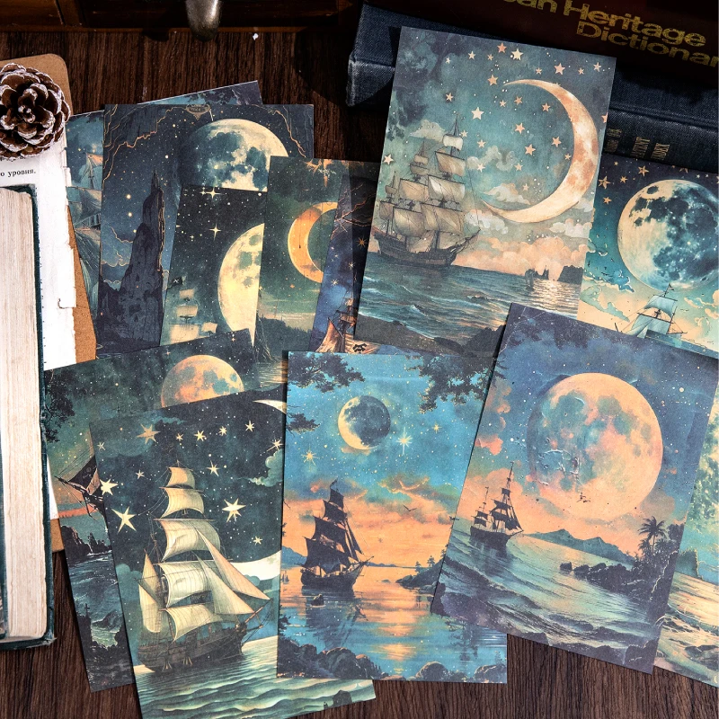 Journal GO 30pcs Moon Theme Material Paper Scrapbooking Photo Frame Moonlight Journal Material Decorative Background Paper 4