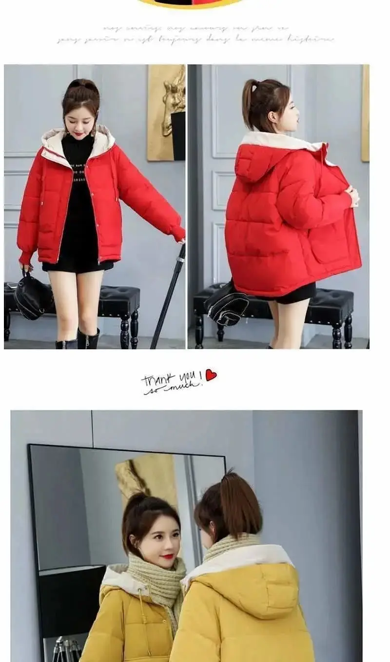 New Winter Women's Cold Coat Parkas Super Hot Hooded Padded Jacket Cropped Jacket Plus Size Jacket Loose Korean Fashion
