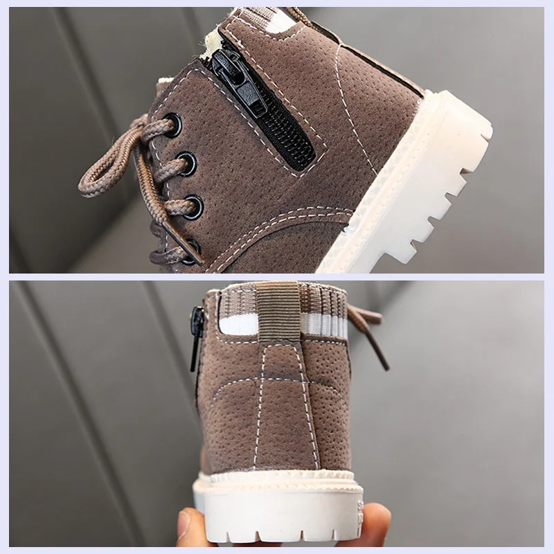 SHLIANG Kinderen Casual Schoenen Herfst Winter Laarzen Jongens Schoenen Mode Leer Zachte Antislip Meisjes Laarzen Sport Loopschoenen S0197_voghion.com