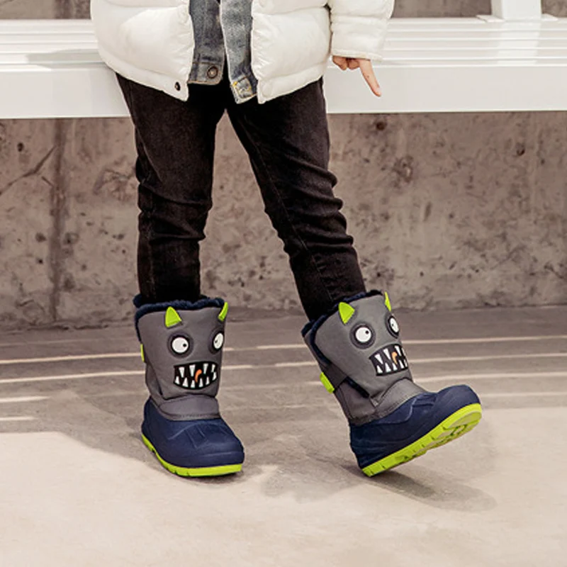 Children's Warm Winter High Snow Boots with Cute Cartoon Dinosaur 2