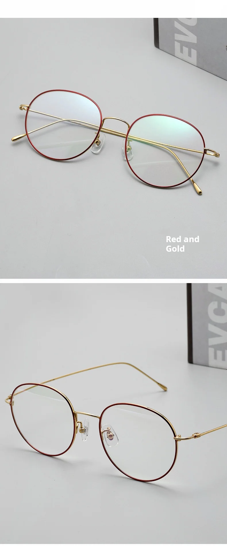 Yimaruili Women's Full Rim Oval Round Titanium Eyeglasses Close-up