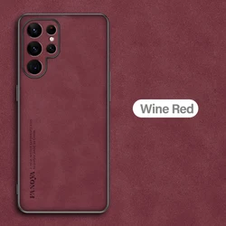 Luxury Sheepskin Leather Phone Case - Premium Back Cover - Galaxy S24 (Wine Red)