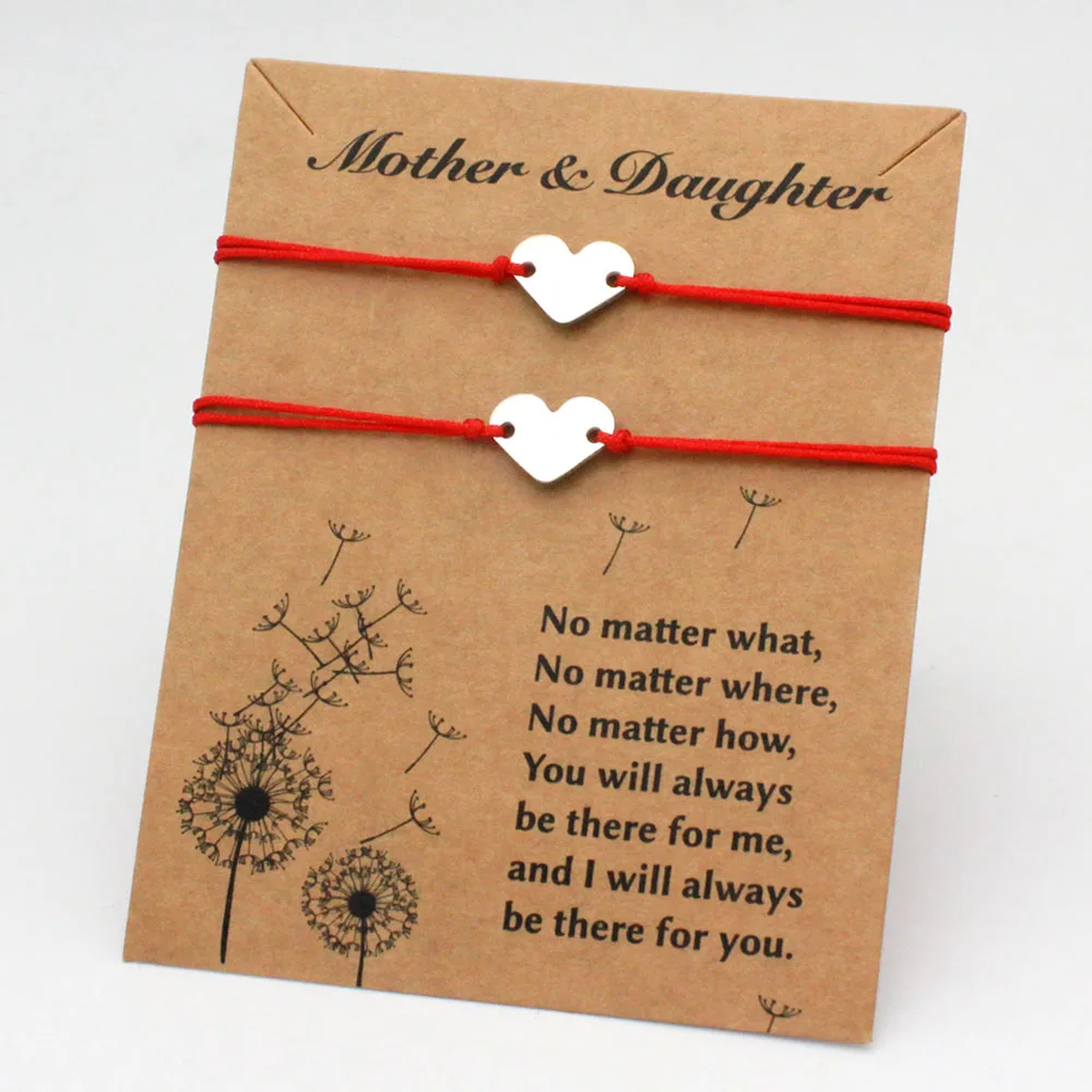 A SET Dandelion Mother Daughter Mom Bracelets Stainless Steel Charm Adjustable Jewelry Women Unisex Gift Drop