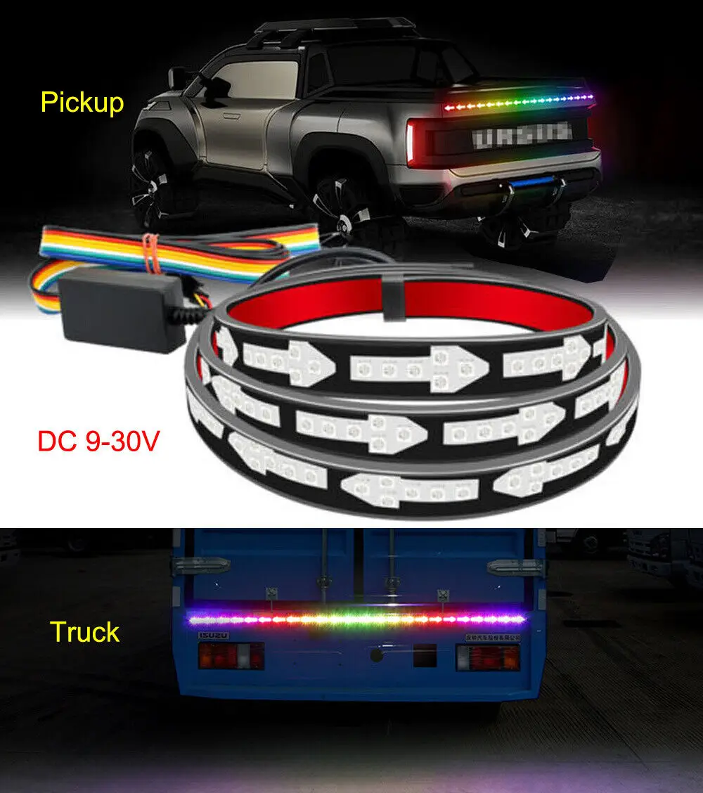 자동차 넓은 슈퍼 브라이트 화살표 LED 스트립, RGB 표시 경고등, 다이내믹 다채로운 외부 장식, 앰비언트 라이트, 12V, 24V