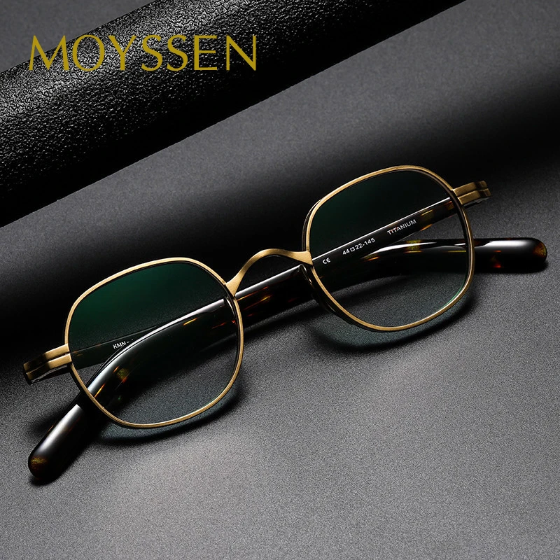 

Japan Brand Design Men Square IP Titanium Frame Glasses Women Acetate Arms Vintage Small Round Prescription Lenses Eyeglasses