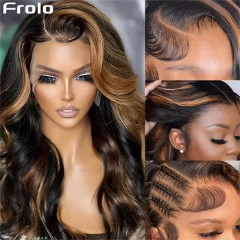 P1B30 Highlight Human Hair Wigs 13X6 Hd Lace Frontal Wig 250 Density Body Wave Lace Front Wigs Brazilian 30 Inch For Black Women 1