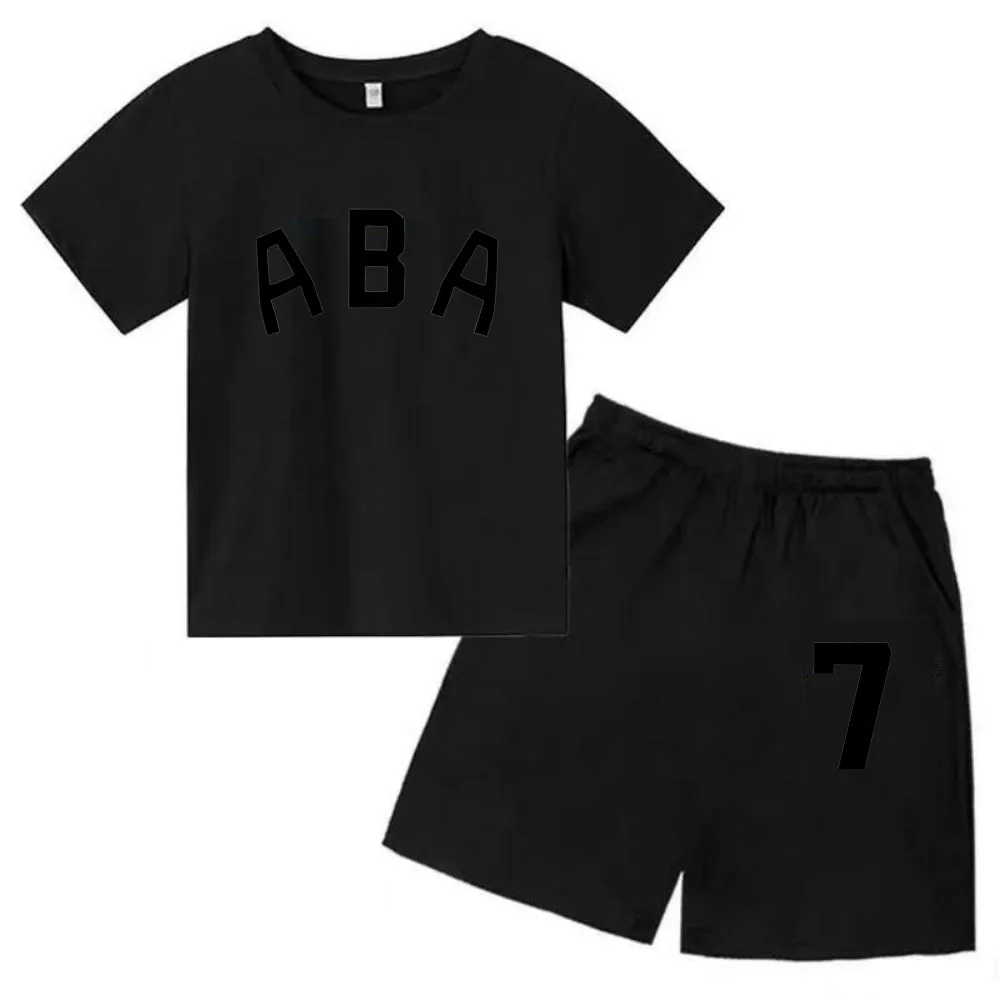 thumbnail image 1 of Ropa de bebé con estampado de letras para niños y adolescentes, conjunto de camiseta y pantalones cortos de verano de 2 piezas, conjunto informal de manga corta para niños y niñas, 1 of 5
