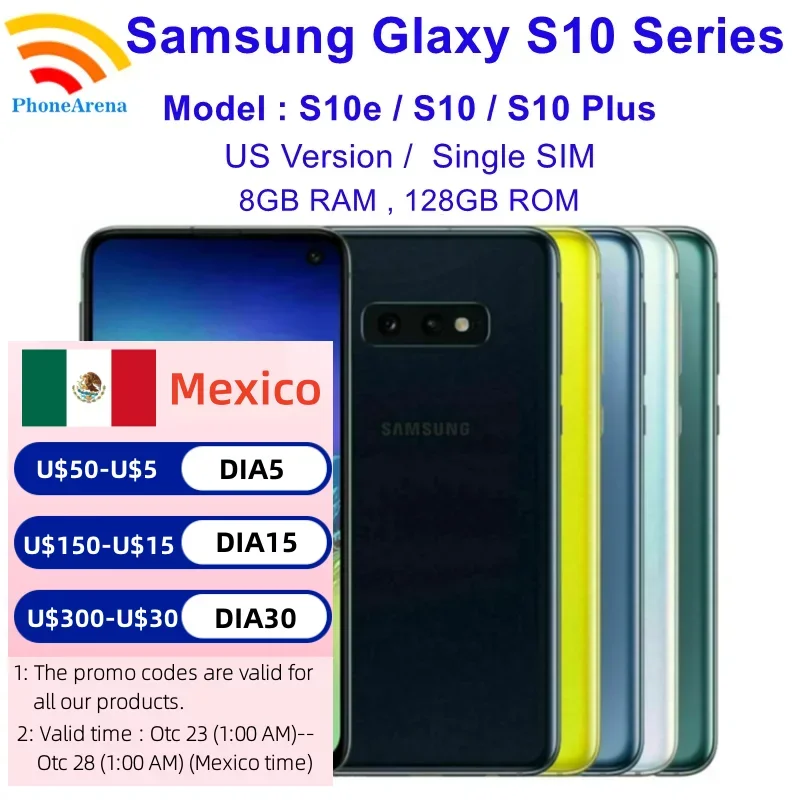 Samsung Galaxy S10e/S10/S10 Plus 128GB ROM 8GB RAM Original OLED Octa Core  Snapdragon 855 16MP&12MP NFC 4G LTE Android Mobile