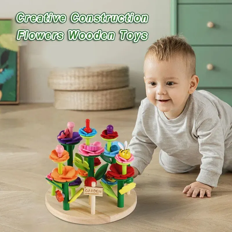 Montessori Flower Garden Building Wooden Toys Flower Arrangement