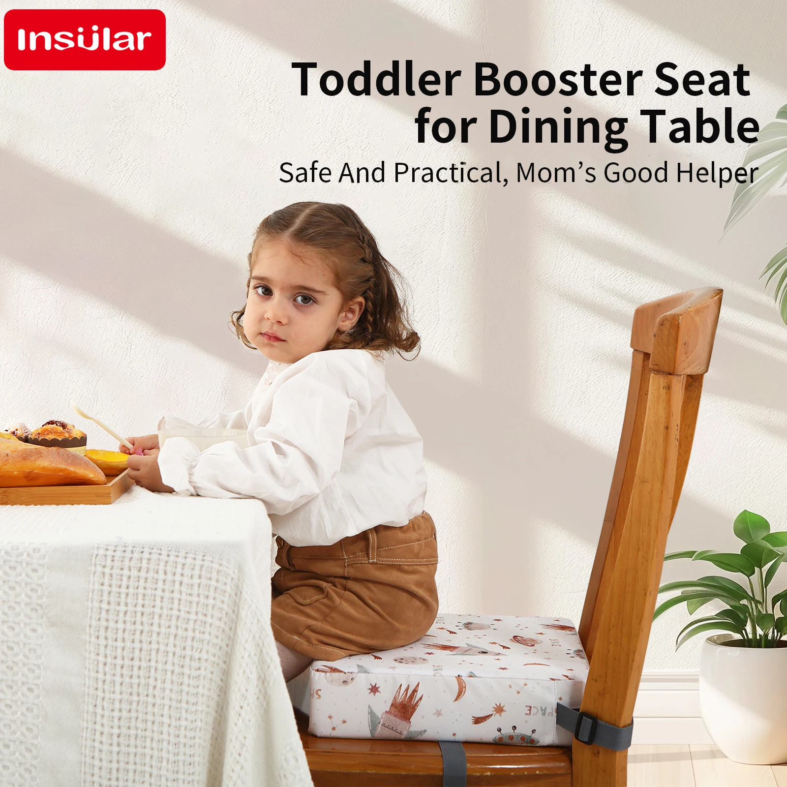 INSULAR Kids Non-slip Highchair Seat Pad Baby Dining Chair Booster Cushion Removable Child Heightening Chair Cushion Waterproof