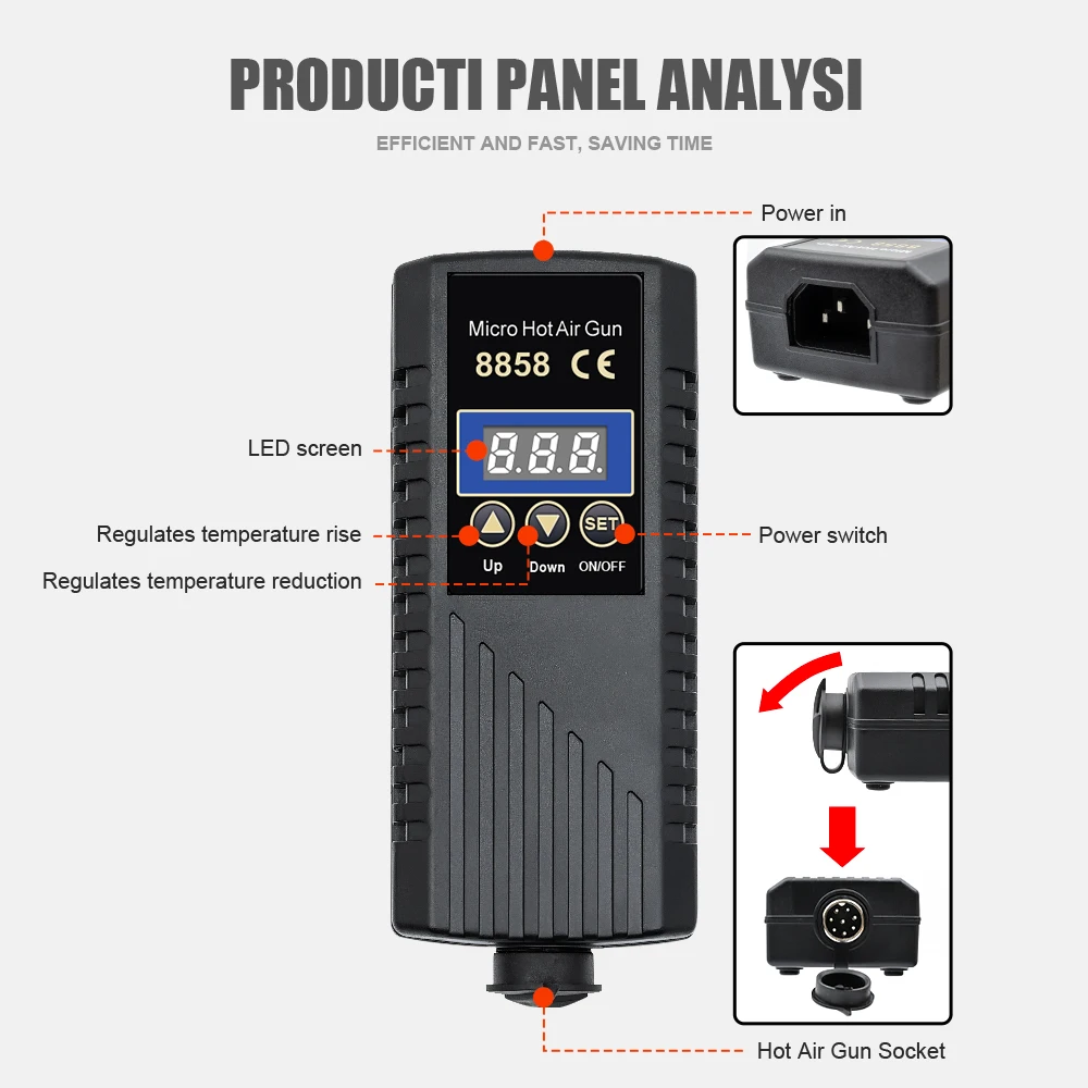 JCD Hot Air Gun 8858A Micro Rework Soldering Station LED Digital Hair dryer for Soldering 750W Heat Gun Welding Repair Tools 4