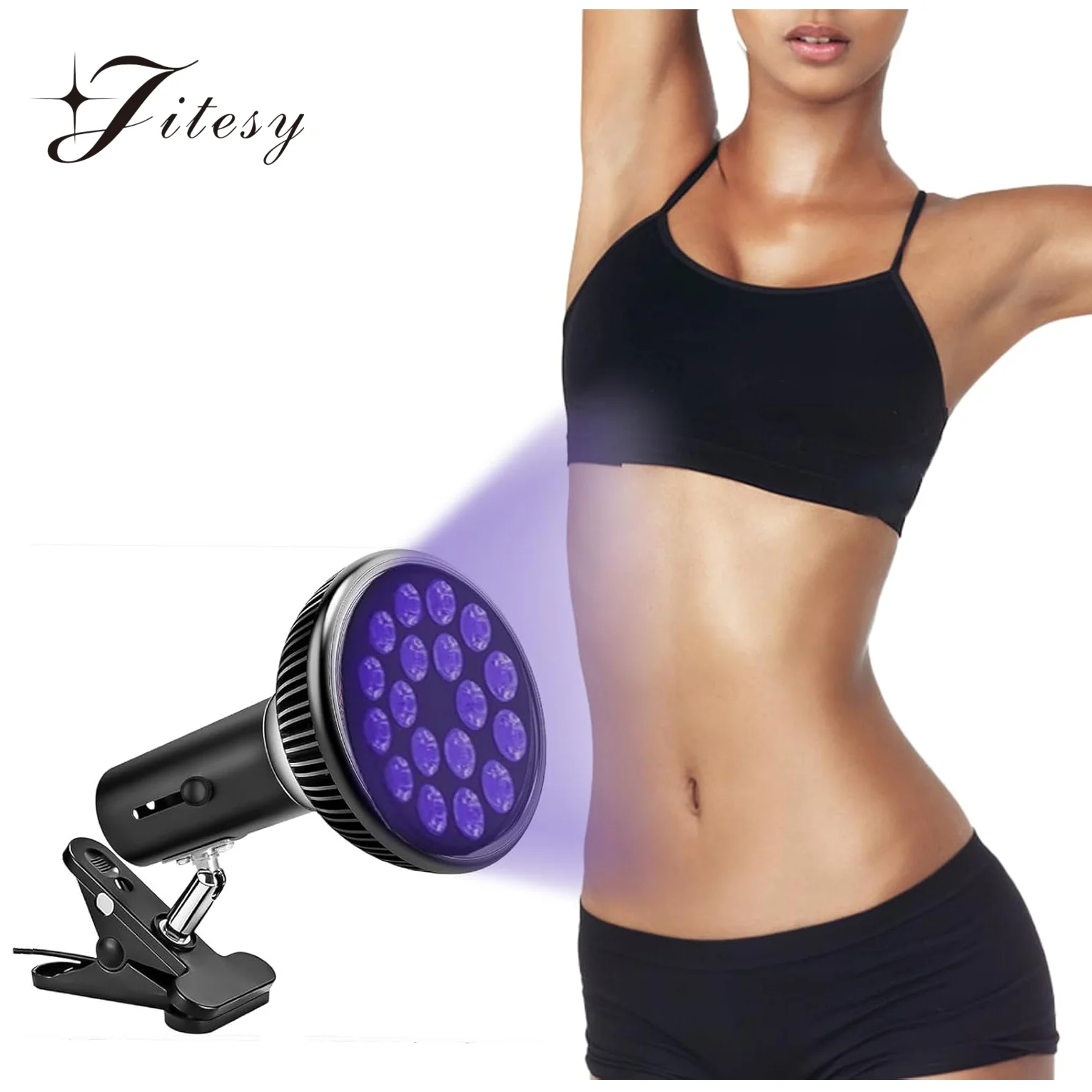 54W Ultraviolet Tanning Lamp 395nm 18PCS LEDS 300&deg; Rotating Adjustable Clip Type