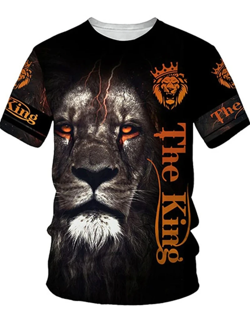 

Lion 3D Printing T-shirt Trend Personalized High Quality Large Size Sports Tops Casual Short Sleeve Summer Street Clothing Tees