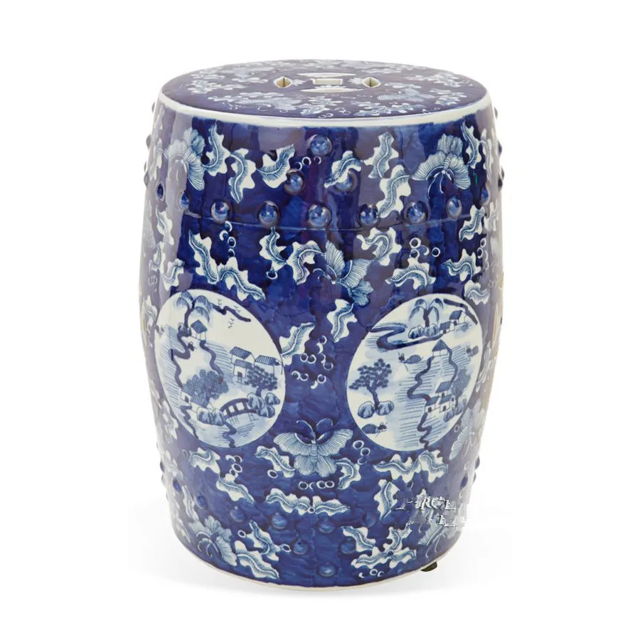 Jingdezhen Ceramic Porcelain Stool Hand painted Antique Pastel Fushou