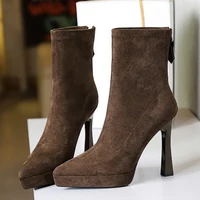 BIGTREE 2026 New Winter Sexy Ankle Boots Women Pointed Toe Platform Stiletto Heel Zipper Party Shoes Zapatillas De Mujer - Image 2