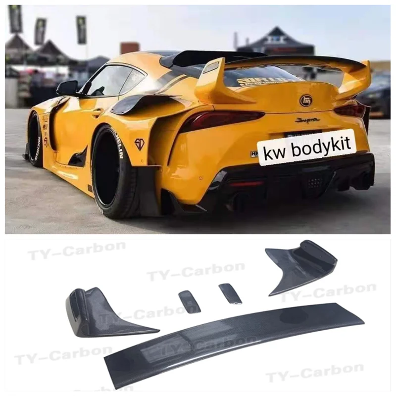 

Real Carbon Fiber & FPR Primer Car Rear Trunk Lip Spoiler Splitters Wing Fits For Toyota SUPRA 2019 2020 2021 2022