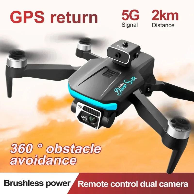 

GPS RC Helicopter Professional Quadcopter Dron Toys 8K Dual Camera HD Obstacle Avoidance Brushless Motor S132 Mini Drone