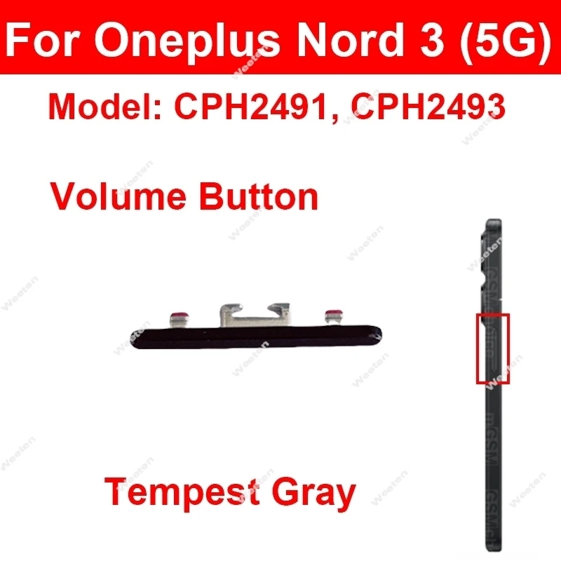 Boutons Power On/Off + Volume Pour OnePlus Nord CE 5G – Noir, Pièce De Rechange Neuve, Origine Chine