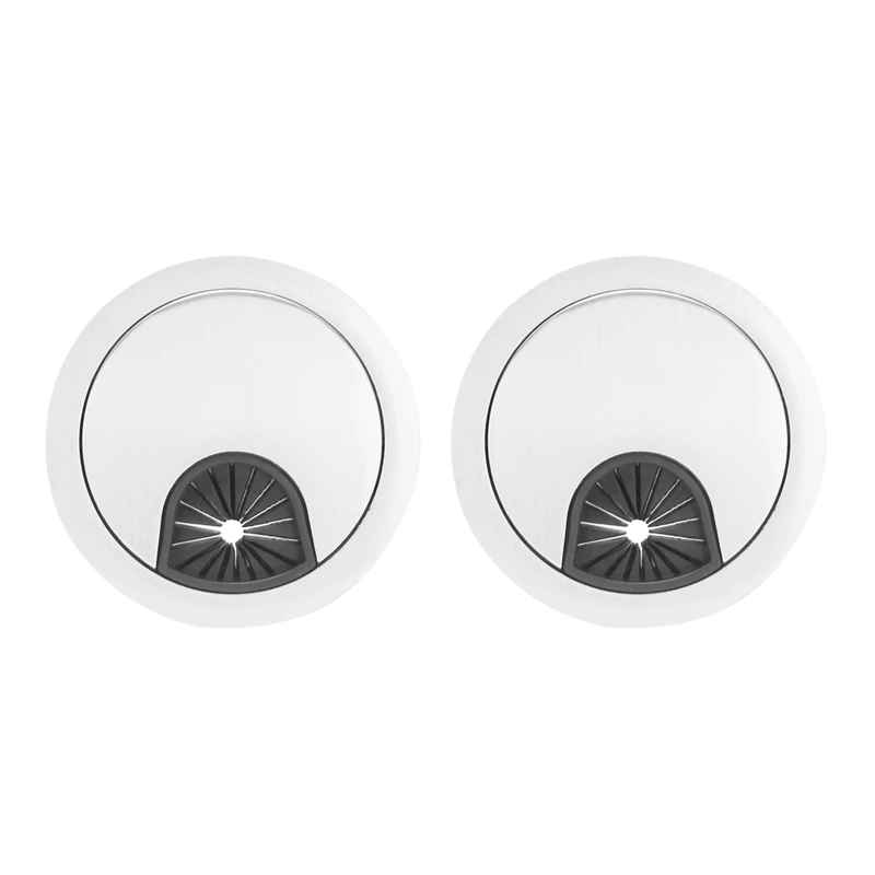 

2X PC Computer Stainless Steel 50 Mm Diameter Desk Grommet Cable Hole Cover