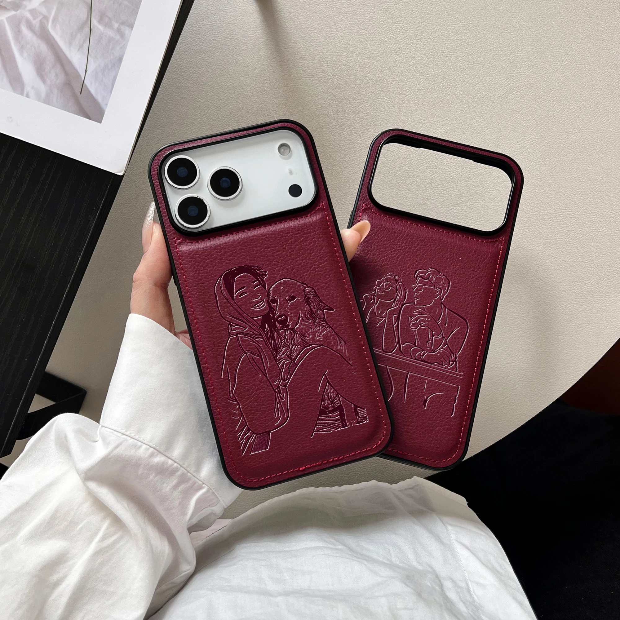 Custom Family Couple Photo Hand Drawn Lines 3D Laser Engraved thumbnail 8
