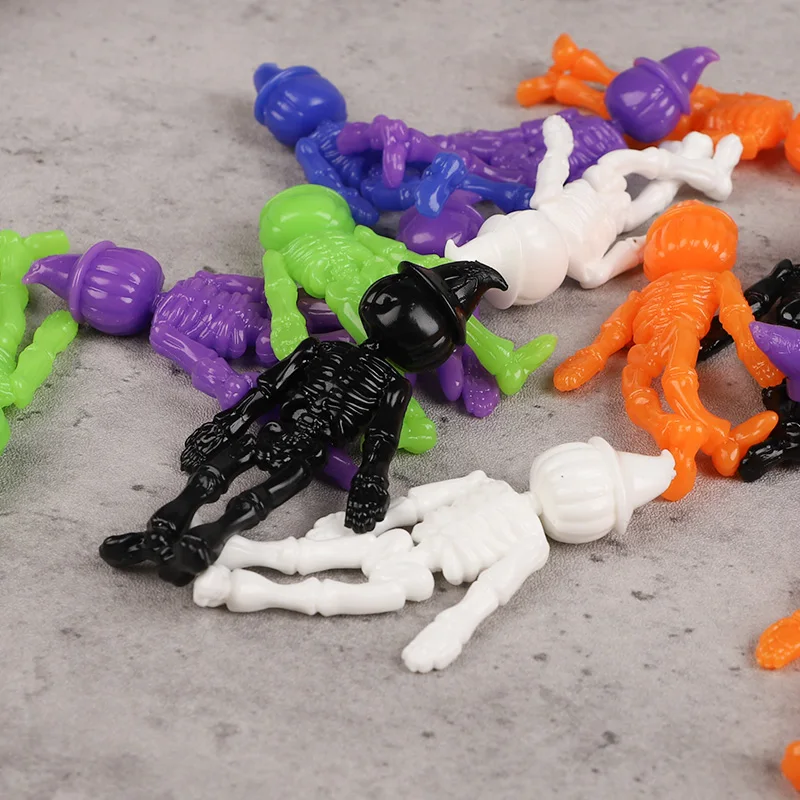 12/24Pcs Halloween TPR Stretchy Pumpkin Skeleton Funny Stress Relief Sticky Toys Kids Halloween Party Favors Treat or Trick Gift