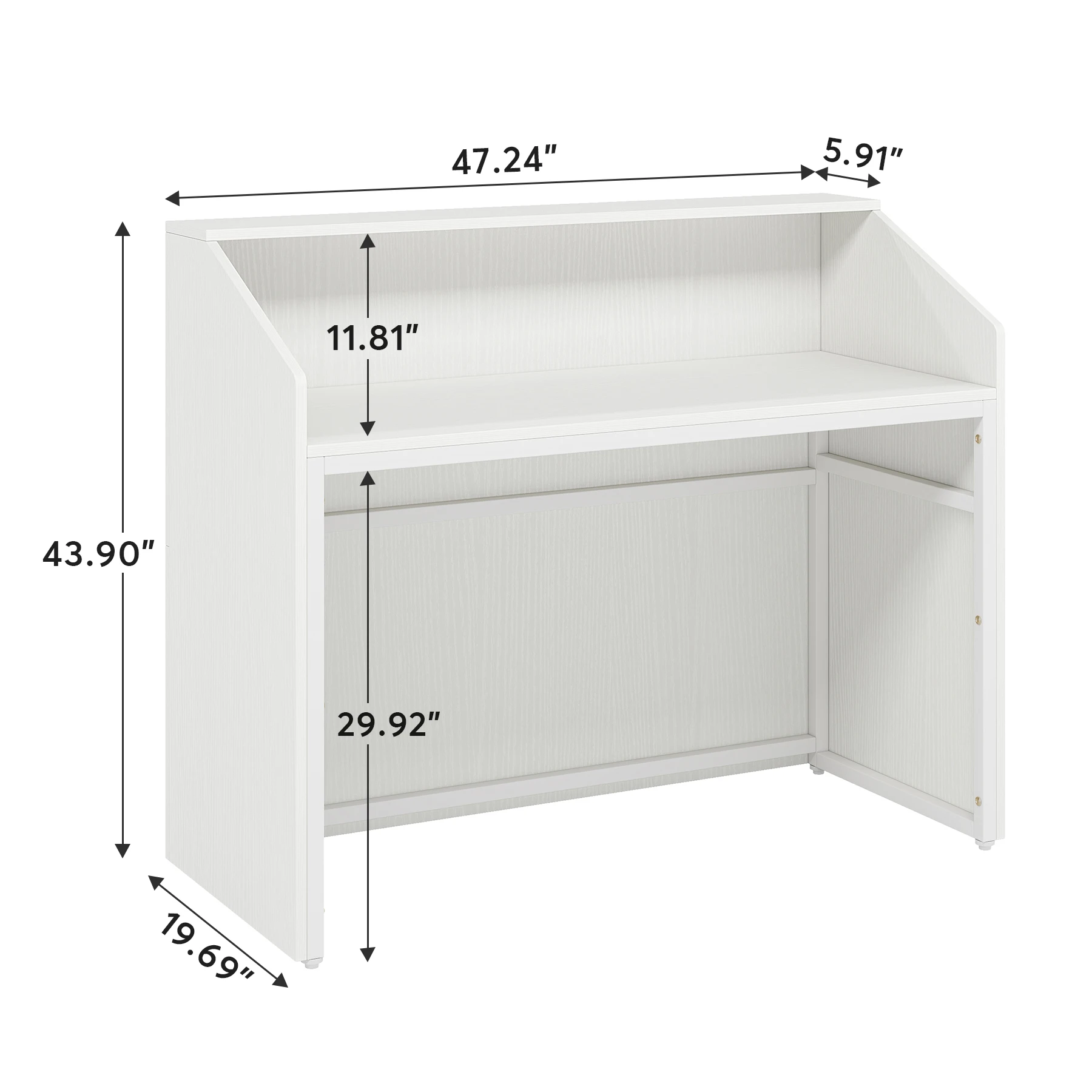 Tribesigns Reception Desk with Counter, Modern Front Desk Reception Room Table with Cable Grommet, 47 inch Counter for Checkout