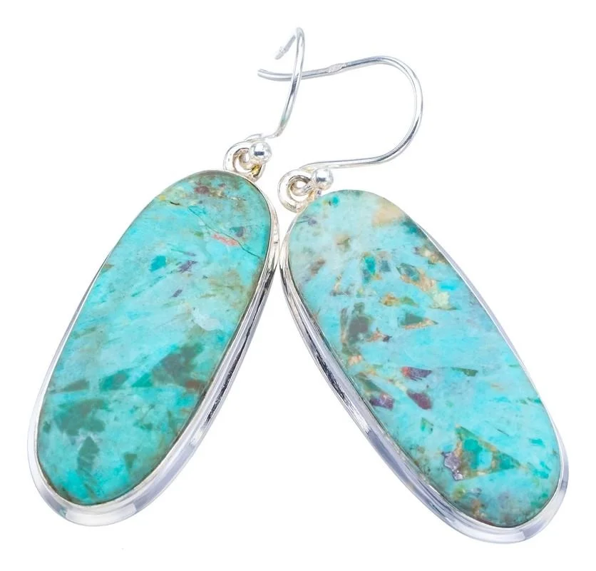 

StarGems Turquoise Handmade 925 Sterling Silver Earrings 2" F6330