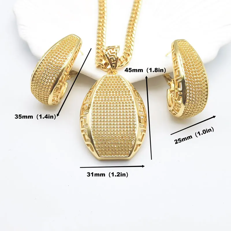 Jewelry Sets Jewelry Set Women Earrings Chain Necklace Luxury 18k Gold Plated Jewelry Set for Women Wedding Italian Jewellery Sets Bride Necklace and Earrings African