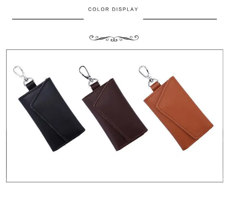 Genuine Leather Keychain Men Women Key Holder Organizer Pouch Cow Split Car Key Wallet Housekeeper Key Case Mini Card Bag A-001