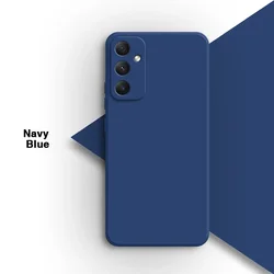 High-Quality Liquid Silicone Square Back Cover with Lens Protection - Original Design for Samsung A35 (Navy Blue)