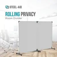 Steel-AID 100-inch Rolling Privacy Room Divider - Freestanding Office Wall Partition with Non See-Through Blackout Screen - Stur 2