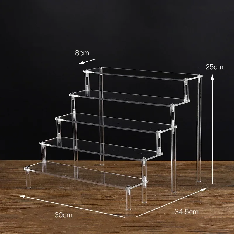 Sleek Black Acrylic Multi-Tier Display Stand for Collectibles and Décor