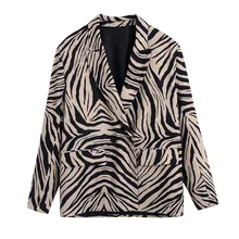 

New Suit Coats Retro Lapel Long-sleeved Animal Print One-button Loose Suit Jacket 2022 Spring Ladies Commuter All-match Tops