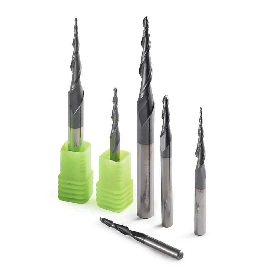 5Pcs Tapered Ball Nose End Mill 3.175mm 4mm 6mm 8mm Ball Nose Tapered End Mills Router Bits CNC Taper Wood Metal Milling Cutter image 5