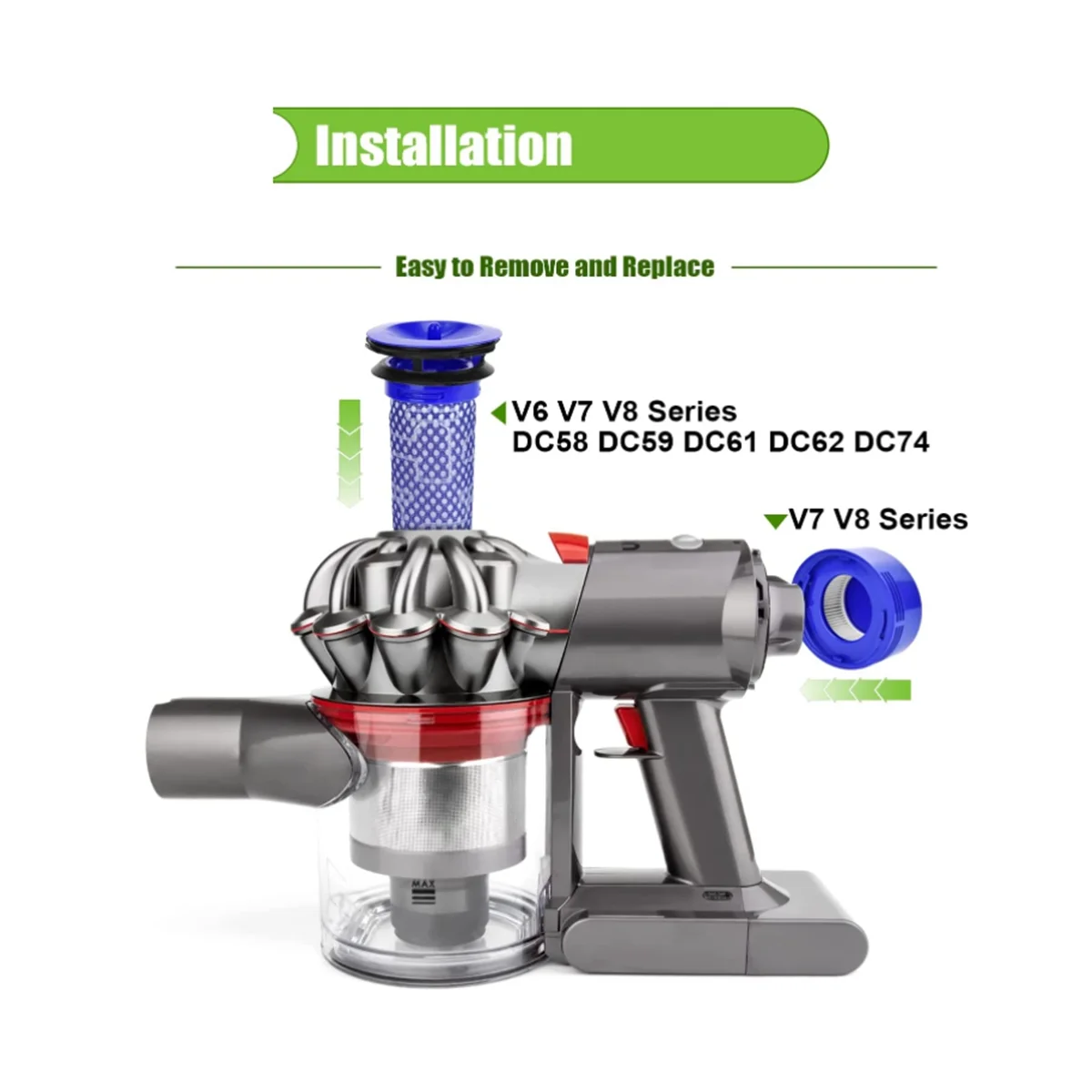 

Циклонный пылесос для Dyson V7 V8, ручной пылесос, замена пыли, предварительный фильтр, задний фильтр, аксессуары